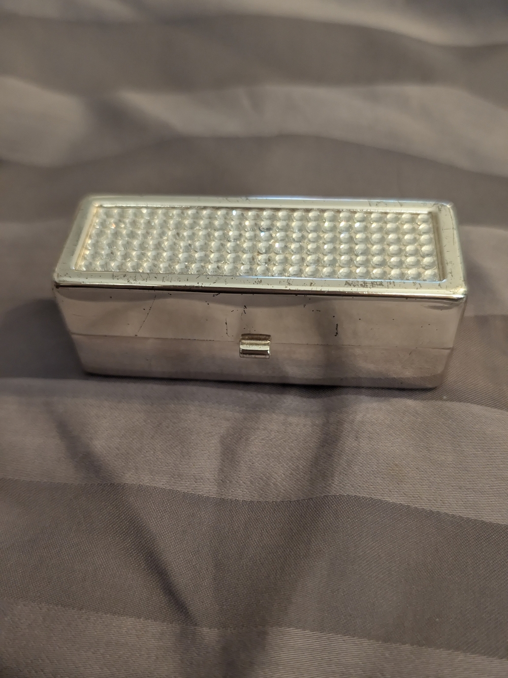 Authentic Swarovski Crystal Lipstick Case Silver Mirror Compact - 132 Crystals